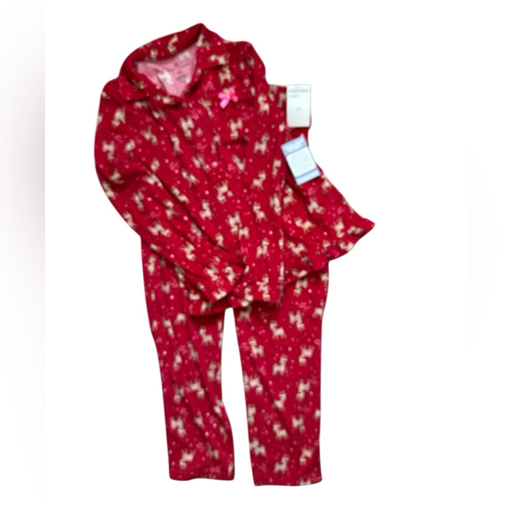 Betsy Johnson, New With Tags, Girl’s Size 10 Red Reindeer 2-piece Pajama Set